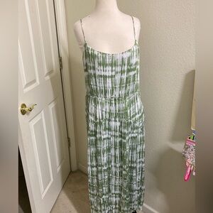 Vince Green and White Midi Dress